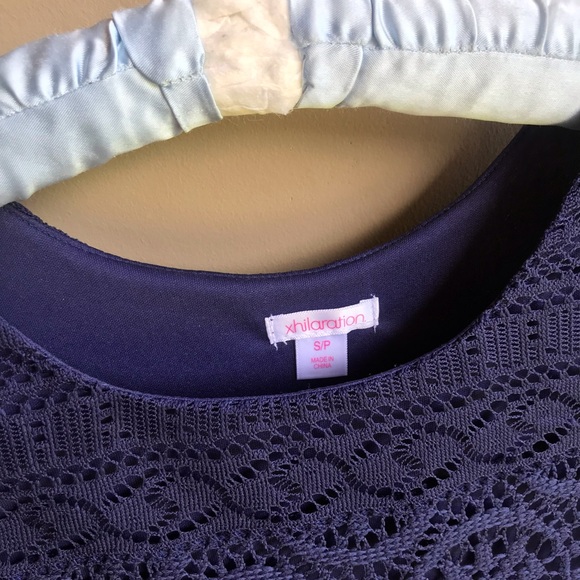 Navy Blue Eyelet Lace Dress - Picture 3 of 5